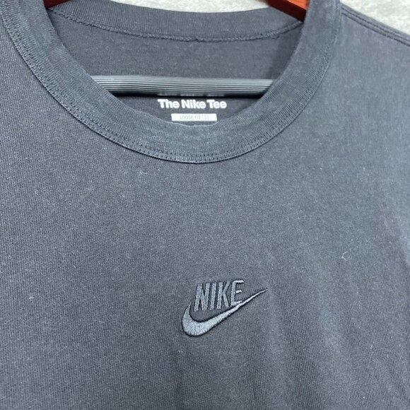 Nike Long Sleeve Tee Black Loose Fit XL Cotton Mens Top a1389 - Picture 2 of 7